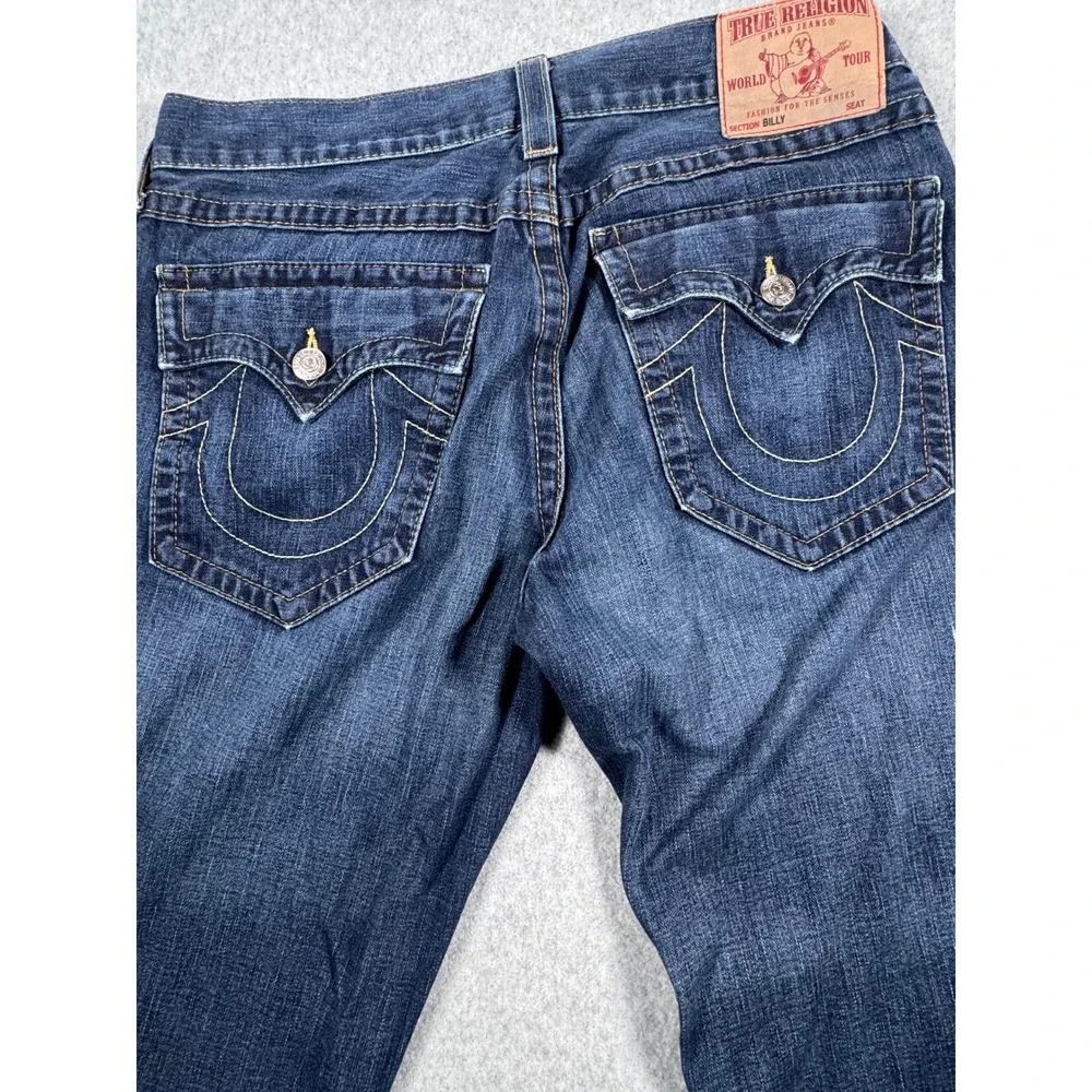 True Religion Mens Straight Leg Jeans Blue Medium Wash Made in USA Size 36
